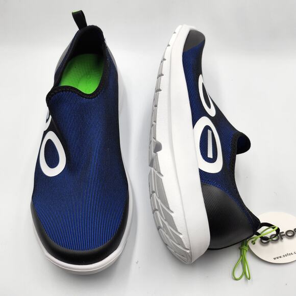 Mens Size 10 OOFOS Recovery Shoes OOmg Sport Low Top Slip On Navy White 5085